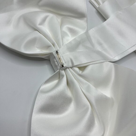 White Satin Large Bow Floor-Length Bow Sash, Wedding Dress Embellishment - Picture 4 of 5